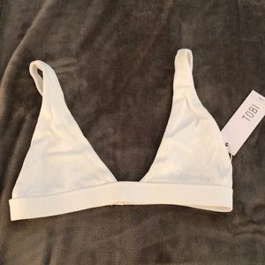 White Ribbed Bikini Top